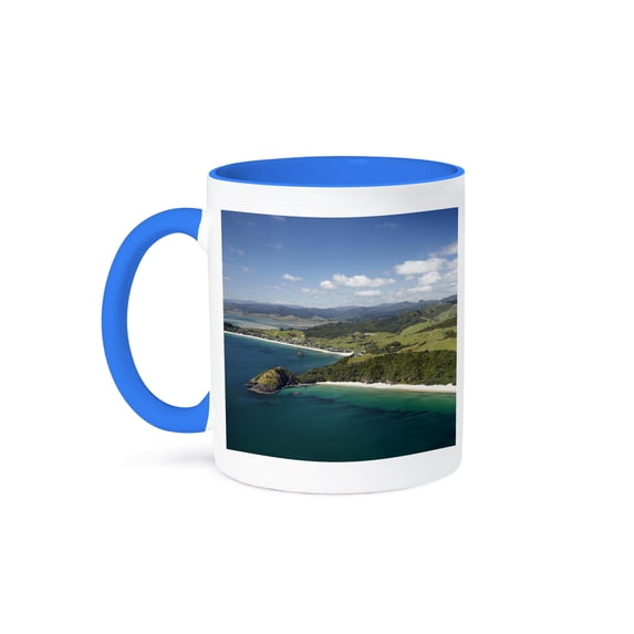 3dRose, New Chums Beach, Motuto Point, New Zealand - AU02 DWA6900 - David Wall, 11oz Two-Tone Blue Mug