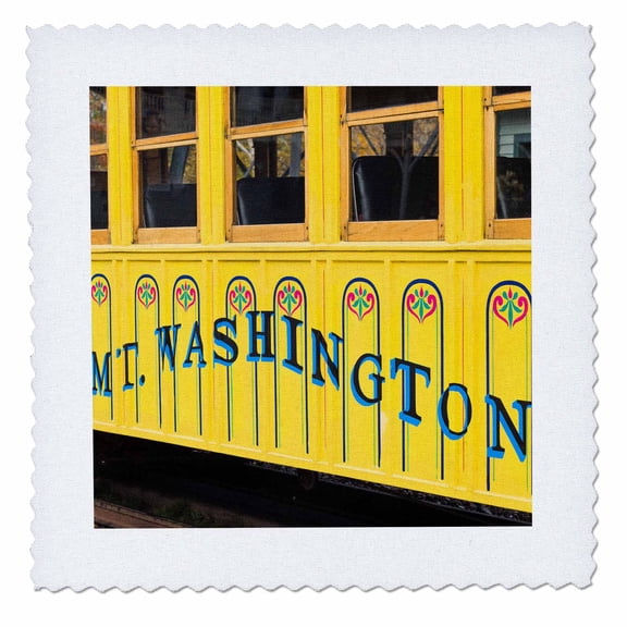 3dRose, New Hampshire, Bretton Woods, Mount Washington Cog Railway 01, 14x14 inch quilt square