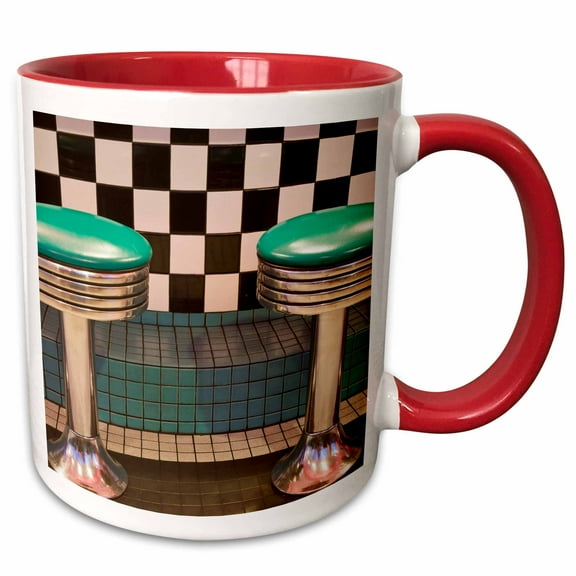 3drose, New Mexico, Albuquerque, 66 Diner, Route 66 - Us32 Mde0054 - Michael Defreitas, 11oz Two-tone Red Mug