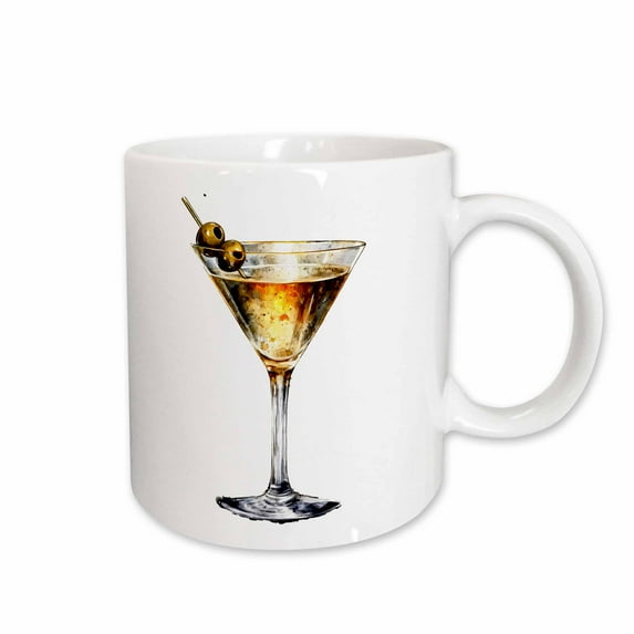 3drose, New Years Eve Image of Watercolor Martini, 15oz Mug