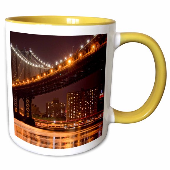 3drose, New York, Brooklyn, Manhattan Bridge - Us33 Pso0000 - Paul Souders, 11oz Two-tone Yellow Mug