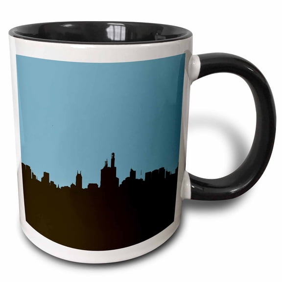 3drose, New York City Skyline - Cities, 11oz Two-tone Black Mug