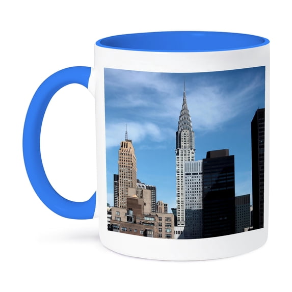 3dRose, New York City skyline, Chrysler Building - US33 BBI0002 - Bruce Yuanyue Bi, 15oz Two-Tone Blue Mug