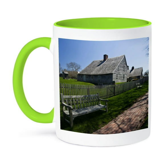 3dRose, New York, East Hampton. Mulford Farmstead - US33 WBI0207 - Walter Bibikow, 11oz Two-Tone Green Mug