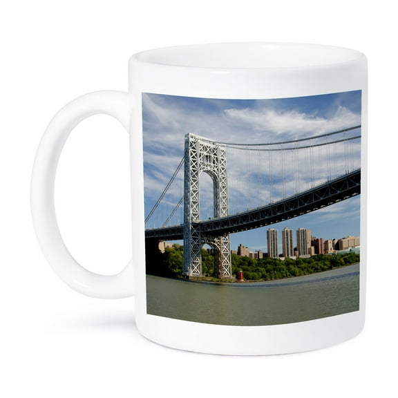 3dRose, New York. George Washington Bridge and Little Red Lighthouse., 11oz Mug