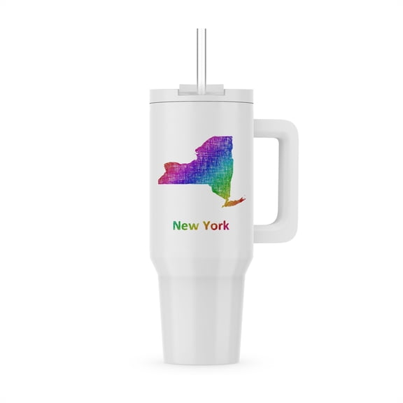 New York State Map - Rainbow Sketch Design, 40oz Tumbler