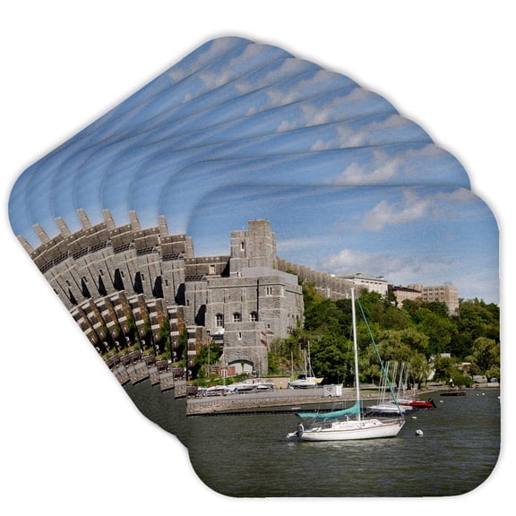 3dRose, New York, West Point Academy. Army Military collage, Hudson River., Set of 8 Coasters - Soft