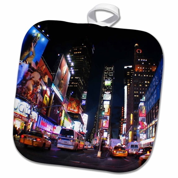 3dRose, New York at Night, 8x8 Potholder