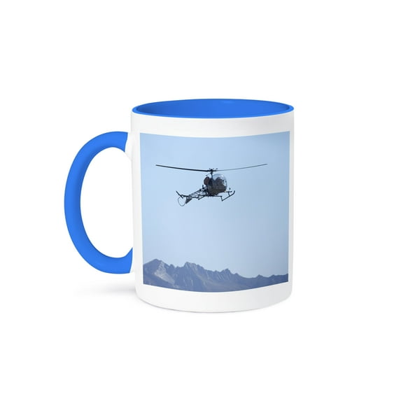 3dRose, New Zealand, Warbirds, Wanaka, Vintage Bell 47 Helicopter-AU02 DWA5999 - David Wall, 11oz Two-Tone Blue Mug