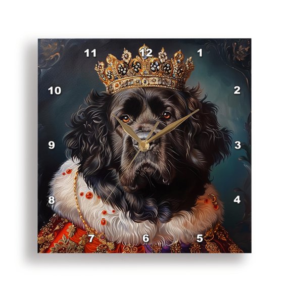 3dRose, Newfoundland Dog Royal Portrait Canine Majesty, 15x15 Wall Clock