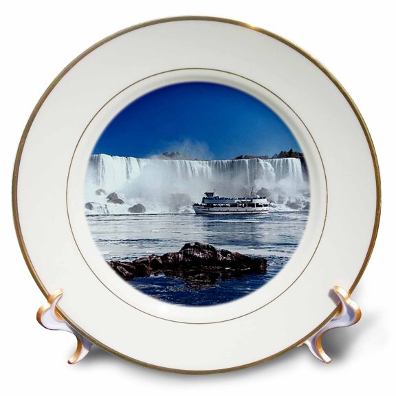 3dRose, Niagara Falls With Boat, 8 inch Porcelain Plate