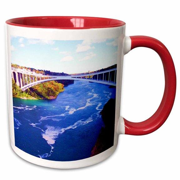 3drose, Niagra Falls U S A, 11oz Two-tone Red Mug