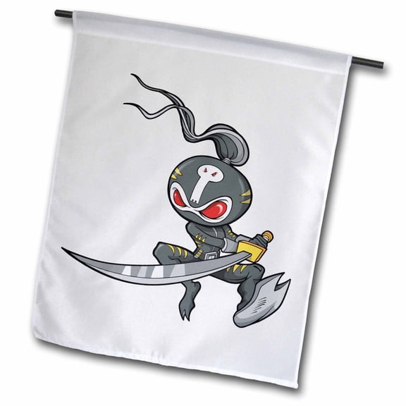 3dRose, Ninja Monster Cartoon Character, 12 x 18 inch Garden Flag