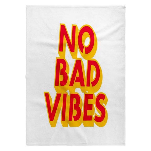 3dRose, No Bad Vibes Retro Style Typography Art Quote, 22x30 Bath Hand Pool Towel
