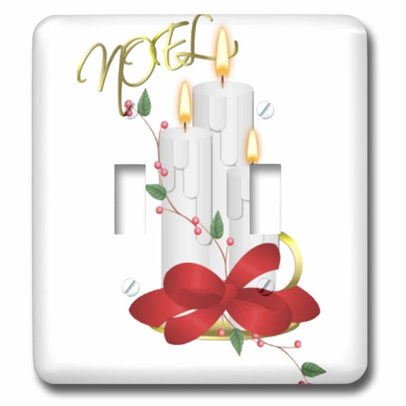 3dRose, Noel and three Christmas Candles, double toggle switch
