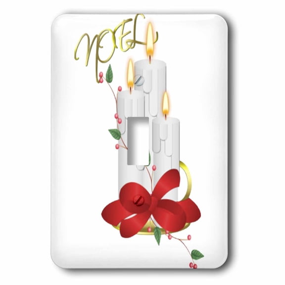3dRose, Noel and three Christmas Candles, single toggle switch
