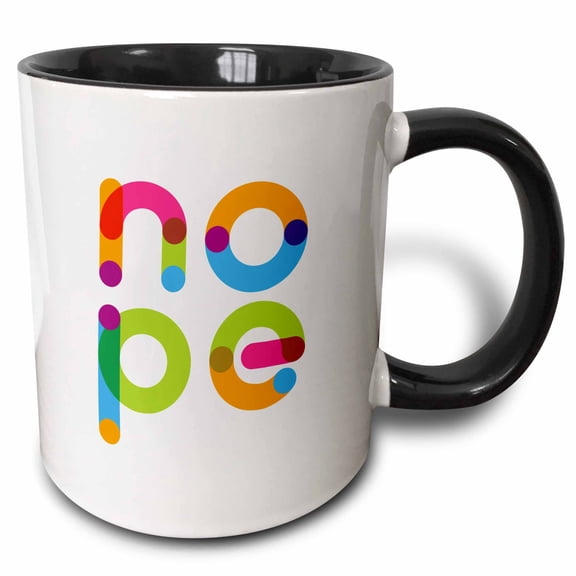 3drose, Nope Funny Colorful Minimalistic Text for You, 15oz Two-tone Black Mug