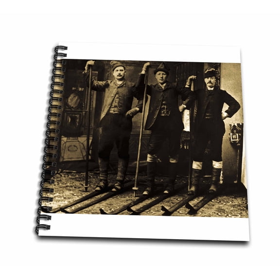 3dRose, Nordic Ski Club Sepia Tone, Drawing Book 8 x 8 inch