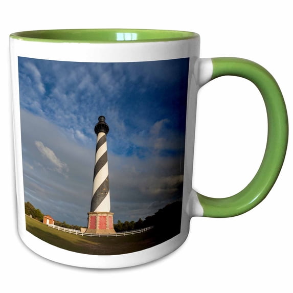 3drose, North Carolina, Cape Hatteras Lighthouse, 11oz Two-tone Green Mug