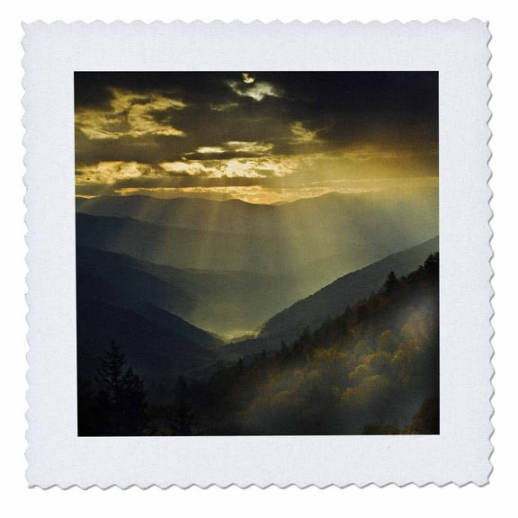 3dRose, North Carolina, Great Smoky Mountains, Sunbeam - US34 BJA0010 - Jaynes Gallery, 12x12 inch quilt square