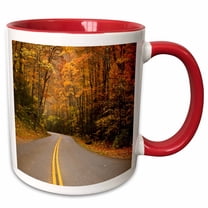 3drose, North Carolina, Great Smoky Mountain, Autumn Road - Us43 Jwl0053 - Joanne Wells, 15oz Two-tone Red Mug