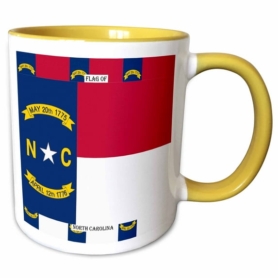 3drose, North Carolina State Flag, 11oz Two-tone Yellow Mug