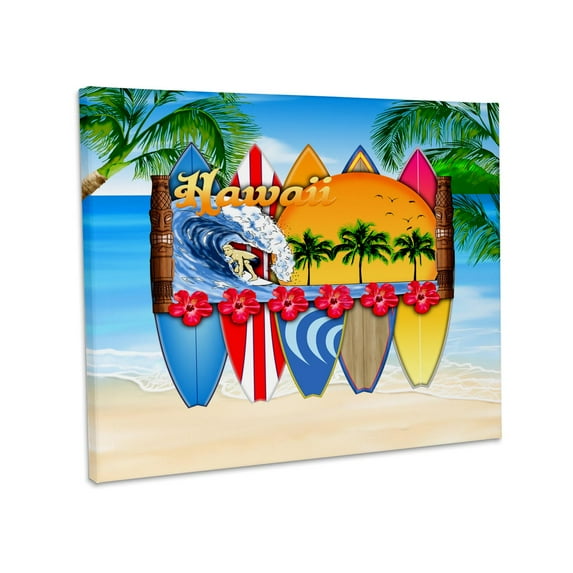 3dRose, North Shore surfing Hawaii beach vacation design., Museum Grade Canvas Wrap 20x16