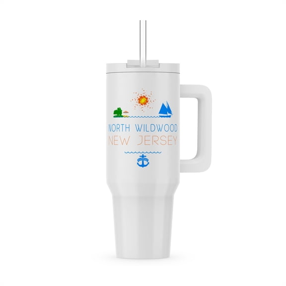 North Wildwood, New Jersey Decorative Text, Images. Summer Holidays, 30oz Tumbler