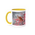 thumbnail image 1 of 3dRose, Northern Cardinals in Common Winterberry bush, Marion Co. IL, 15oz Two-Tone Yellow Mug, 1 of 7
