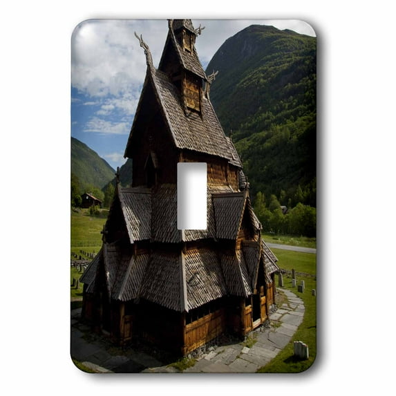 3dRose, Norway, Laerdal. Borgund stave-church - EU21 CMI0366 - Cindy Miller Hopkins, single toggle switch