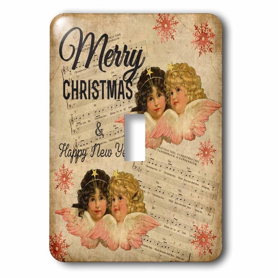 3dRose, Nostalgic Christmas Cherub and Typography Illustration, single toggle switch