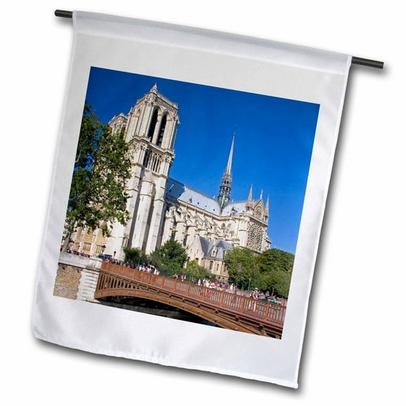 3dRose, Notre Dame cathedral, Seine, Paris, France - EU09 DFR0577 - David R. Frazier, 12 x 18 inch Garden Flag