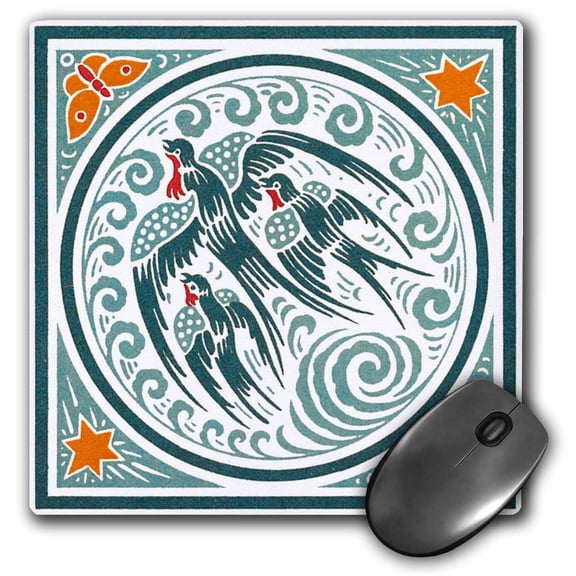 3dRose, Nouveau Teal Colored Birds, MousePad