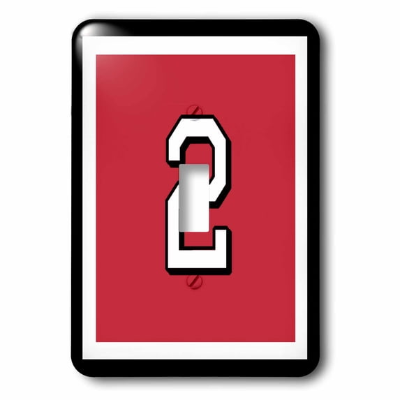3dRose, Number 2 in white trimmed in black on Crimson red background. Outer trim in white and black., single toggle switch