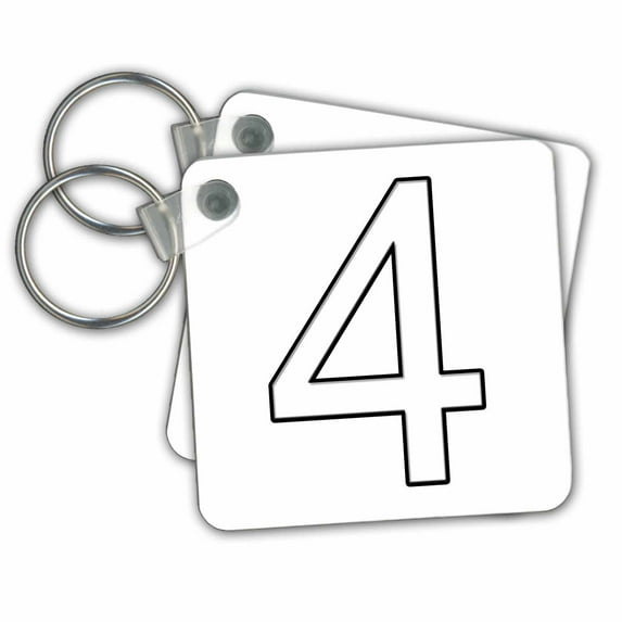 3dRose, Number 4, set of 2 Key Chains