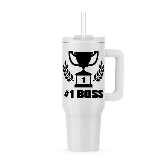 Number One Boss Design With Winners Cup And Laurel Leaves, 30oz Tumbler