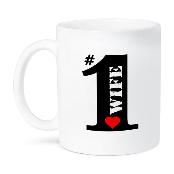 3dRose, Number One Wife- Big Numeral One with Red Heart, 11oz Mug