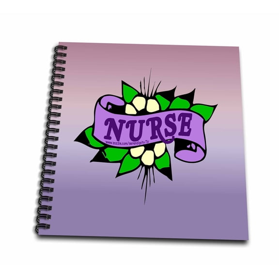 3dRose, Nurse Flower Ribbon, Mini Notepad 4 x 4 inch