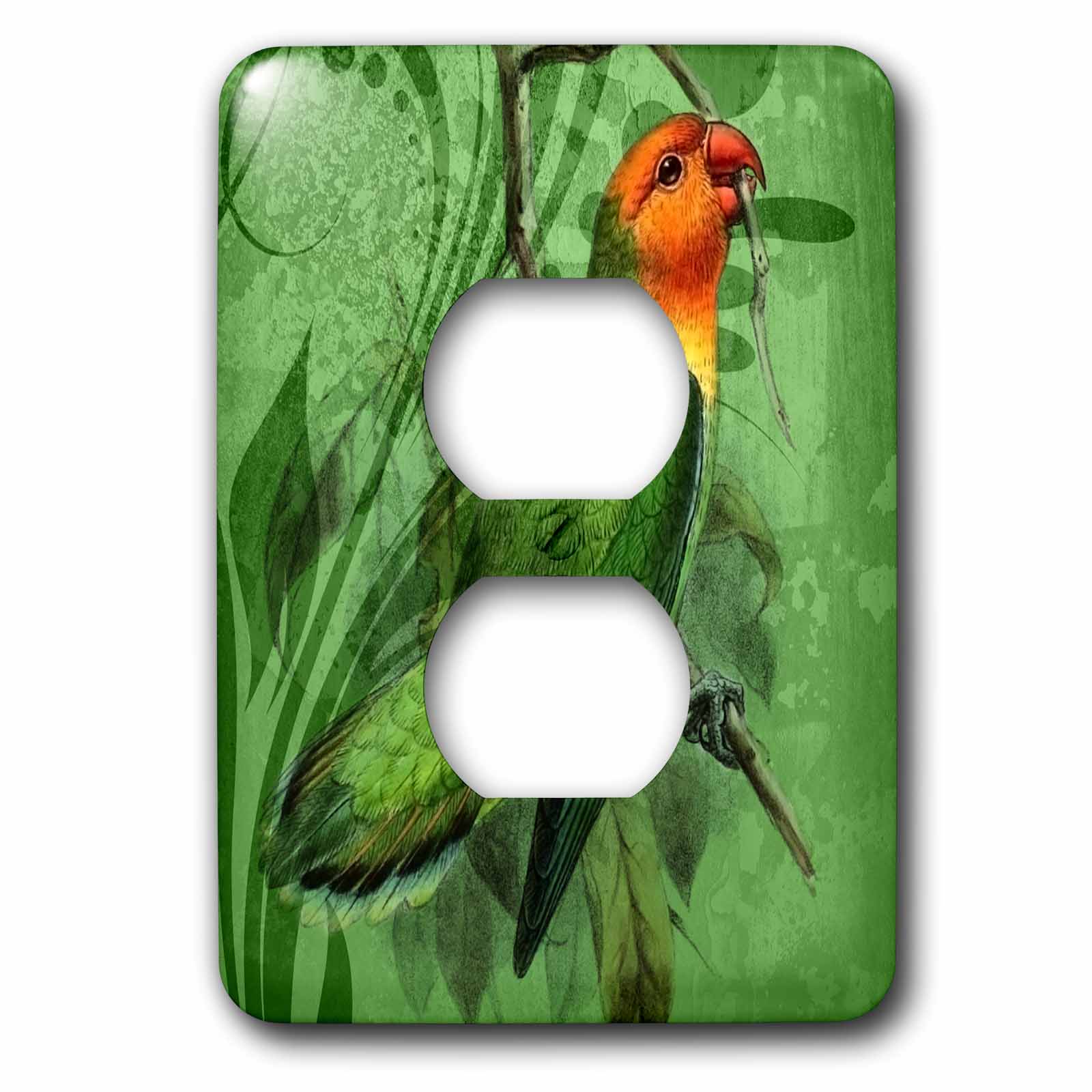 3dRose, Nyasa Lovebird Parrot Vintage Illustration from 1894 by John Gerrard Keulemans, 2 plug outlet cover