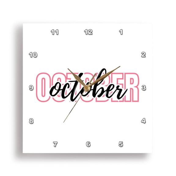 3dRose, October - Typography Text, 15x15 Wall Clock