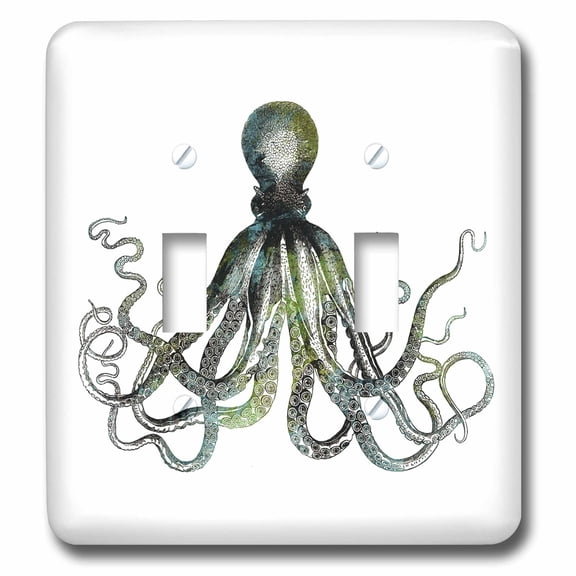 3dRose, Octopus Drawing On White Background, double toggle switch