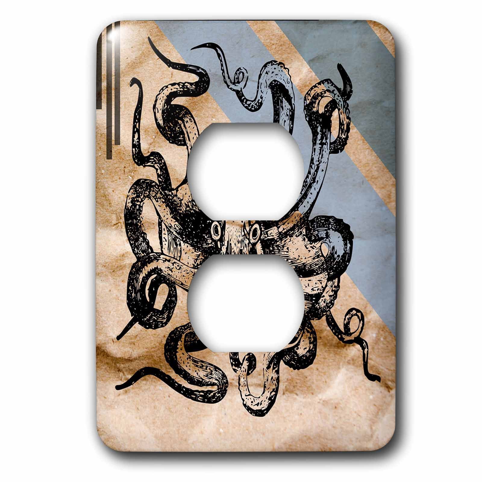 3dRose, Octopus print on marble and graphic background, 2 plug outlet cover