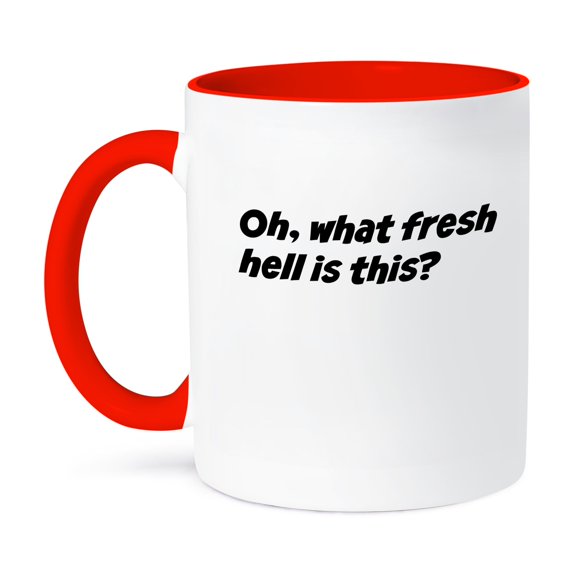 3dRose, Oh, what fresh hell is this, 11oz Two-Tone Red Mug