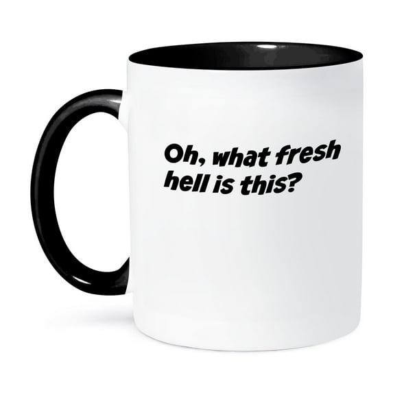 3dRose, Oh, what fresh hell is this, 15oz Two-Tone Black Mug
