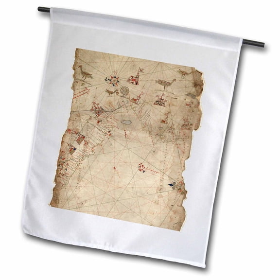 3dRose, Old Antique Map Vintage art, 12 x 18 inch Garden Flag