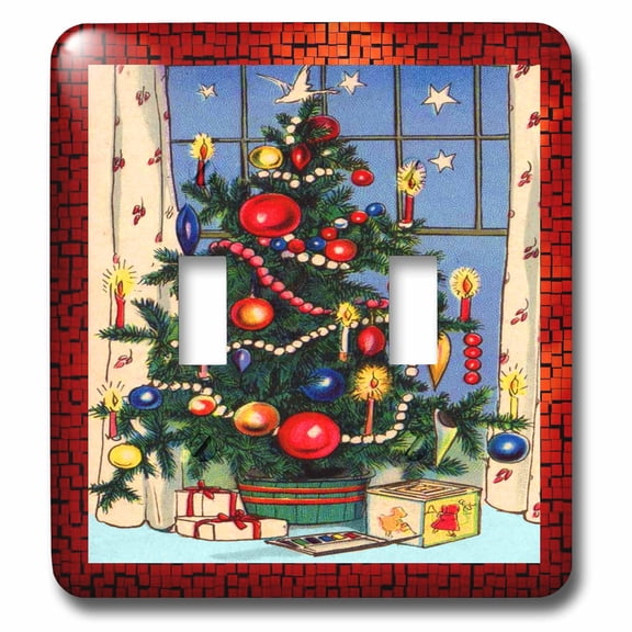 3dRose, Old Fashion Christmas Tree, double toggle switch