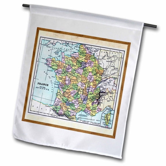 3dRose, Old Map Of France, 12 x 18 inch Garden Flag