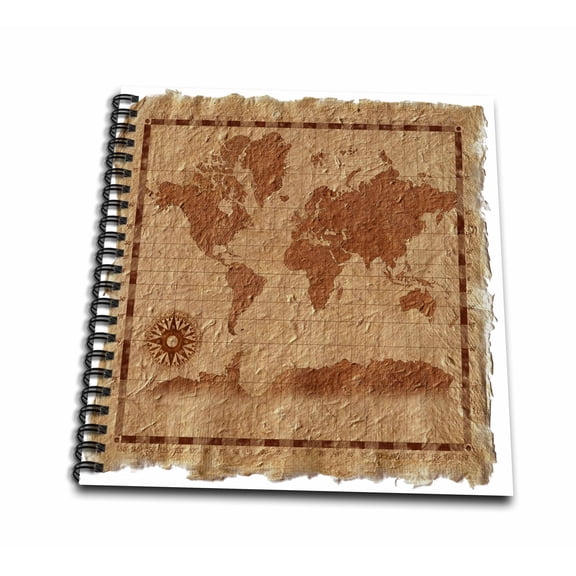 3dRose, Old Map on Paper, Memory Book 12 x 12 inch