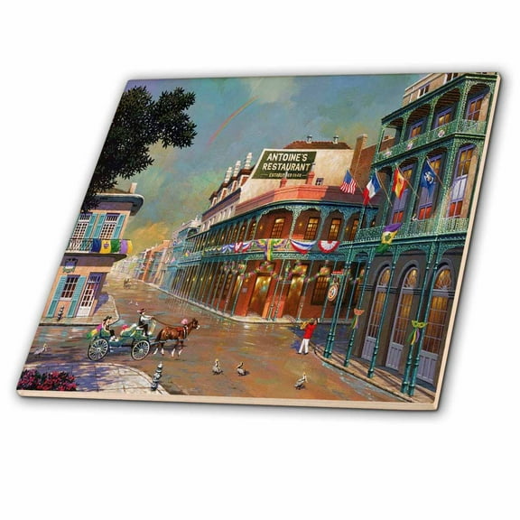 3dRose, Old New Orleans Painting, 4 Inch Ceramic Tile