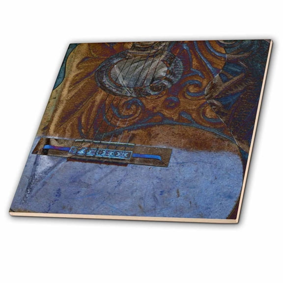 3dRose, Old Style Guitar Art Music, 12 Inch Glass Tile